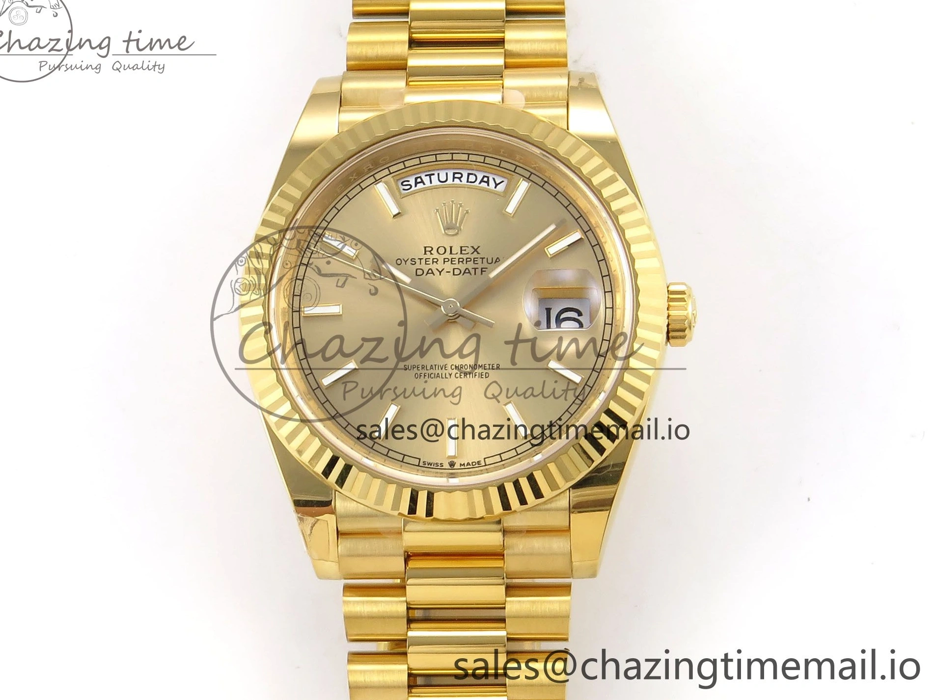 0508 Tailored Day Date 40 YG 228238 THBF 1:1 Best Edition YG Dial on President Bracelet VR3255 (Gain Weight) 952